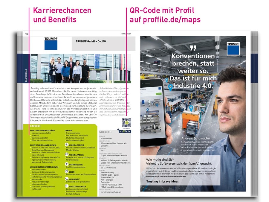 Doppelseite Unternehmensprofil im Firmenguide Doppelseite Unternehmensprofil im Firmenguide