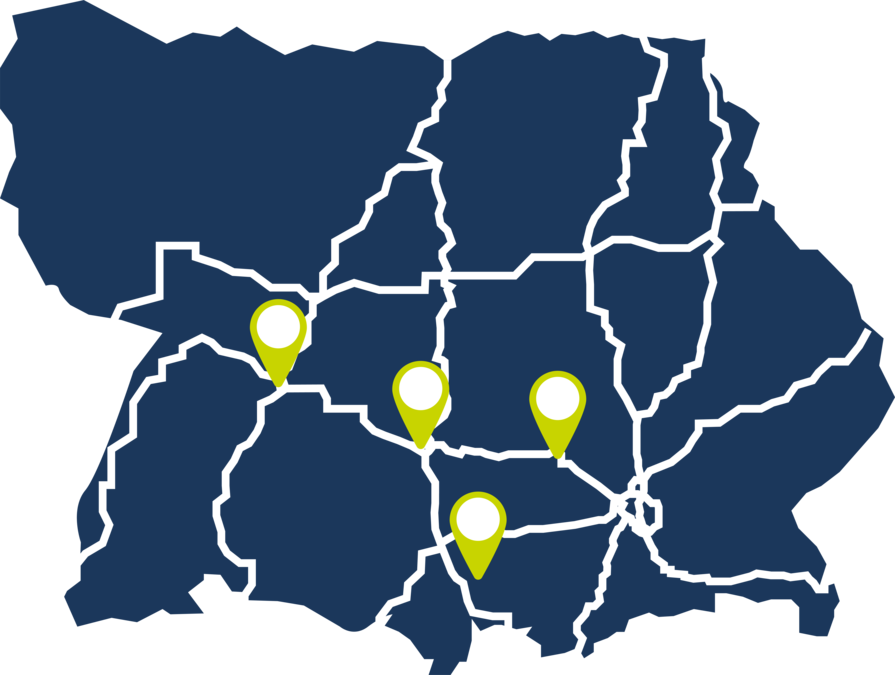 Auslagestellen und Vermarktung des Firmenguides Deutschlandkarte - regionale Vermarktung des Firmenguides